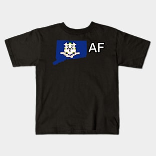 Connecticut Flag State Outline AF (white) Kids T-Shirt